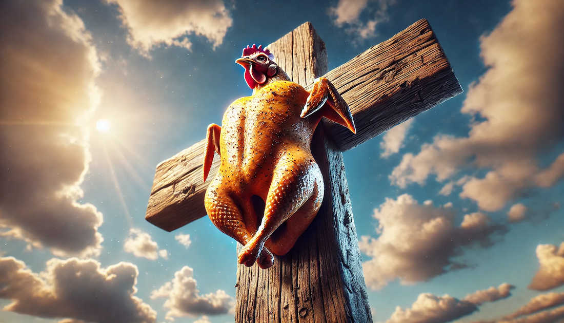 And that chicken died for us, poem by Chris Page